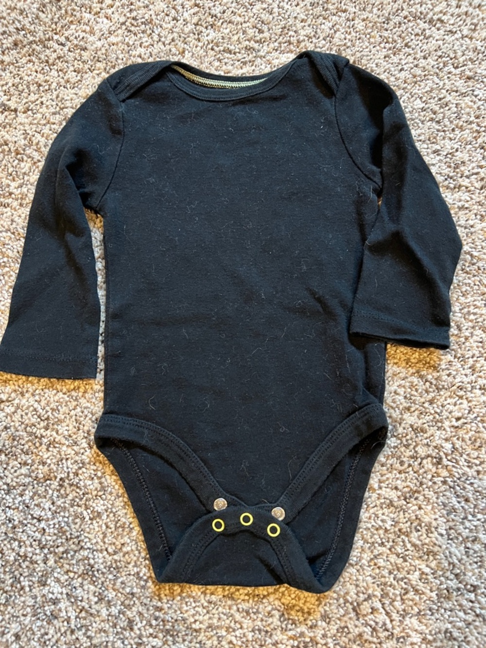 cloud island Black Long-Sleeve Baby Bodysuit with Snap Closures